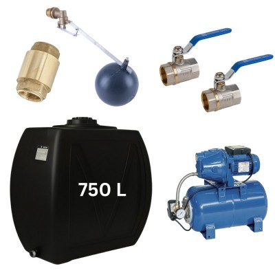 Kit "Dricksvatten 750L" med vattentank Narrow Mavil (svart) och hydroforpump Speroni - Vattentankar dricksvatten