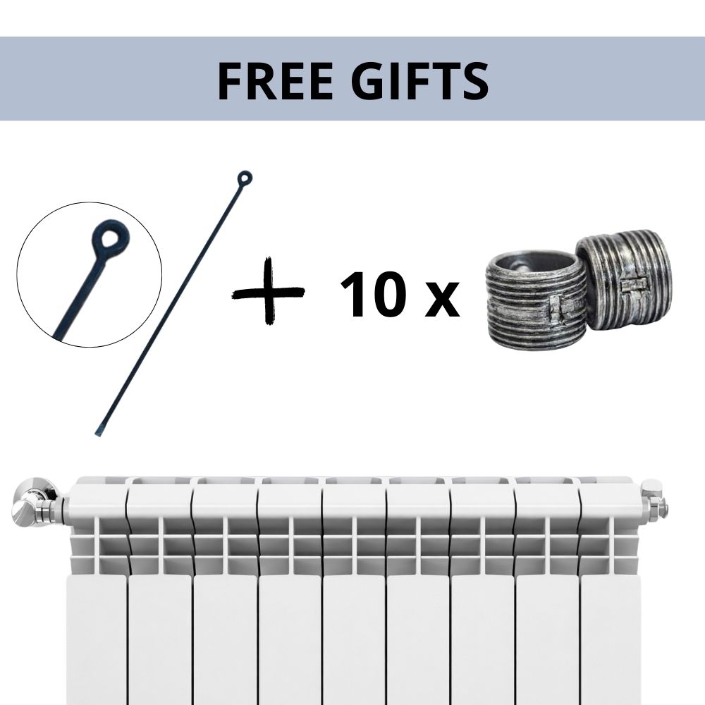 Komplett set av aluminiumradiatorer Helyos Evo H500, 5 stycken med 10 sektioner vardera | Radiatorer i aluminium | Radiatorer |