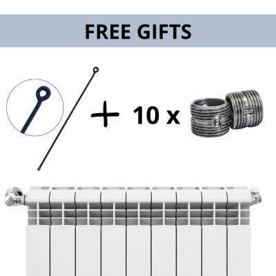 Komplett set av aluminiumradiatorer Helyos Evo H500, 10 stycken med 10 sektioner vardera - Radiatorer