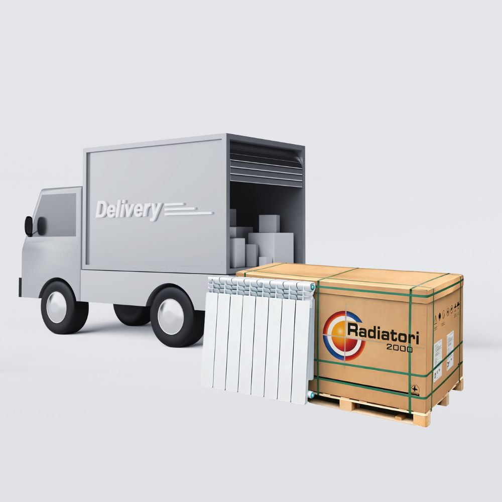 Komplett set av aluminiumradiatorer Helyos Evo H350, 10 stycken med 10 sektioner vardera | Radiatorer i aluminium | Radiatorer |