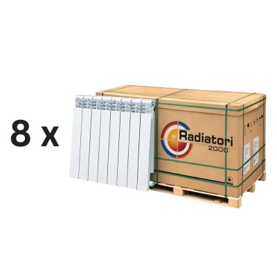 Komplett set av aluminiumradiatorer Helyos Evo H800, 8 stycken med 10 sektioner vardera - Radiatorer