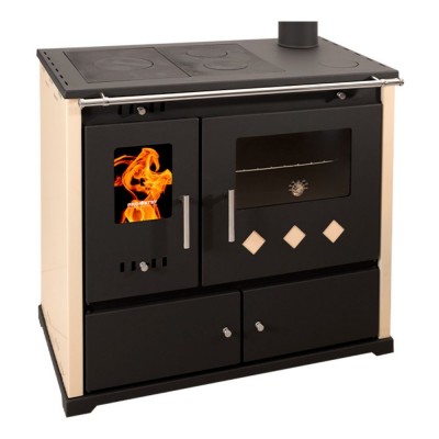 Vedspis med ugn Prometey Perfect Practik Lux, elfenben, höger rökkanal, 9.5kW - Prometey