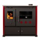Vedspis med ugn Prometey Perfect Practik Lux med höger rökkanal, vinröd, 9.5kW |  |  |