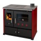 Vedspis med ugn Prometey Perfect Practik Lux med höger rökkanal, vinröd, 9.5kW |  |  |