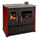 Vedspis med ugn Prometey Perfect Practik Lux med höger rökkanal, vinröd, 9.5kW |  |  |