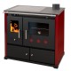 Vedspis med ugn Prometey Perfect Practik Lux med keramikhäll, höger rökkanal, vinröd, 9.5kW |  |  |