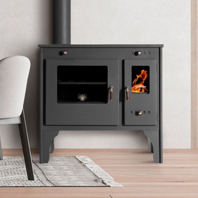 Vedspis med ugn Prometey Retro Eco med vänster rökkanal, 7kW - Prometey