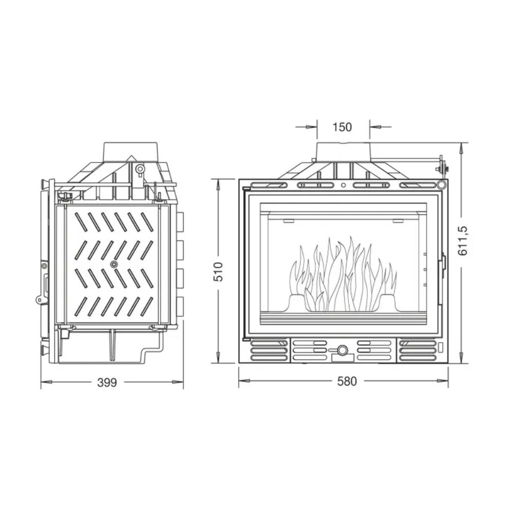 Insatskamin UNIFLAM 600 PLUS ECO med spjäll, 8 kW | Gjutjärnskaminer | Braskaminer |