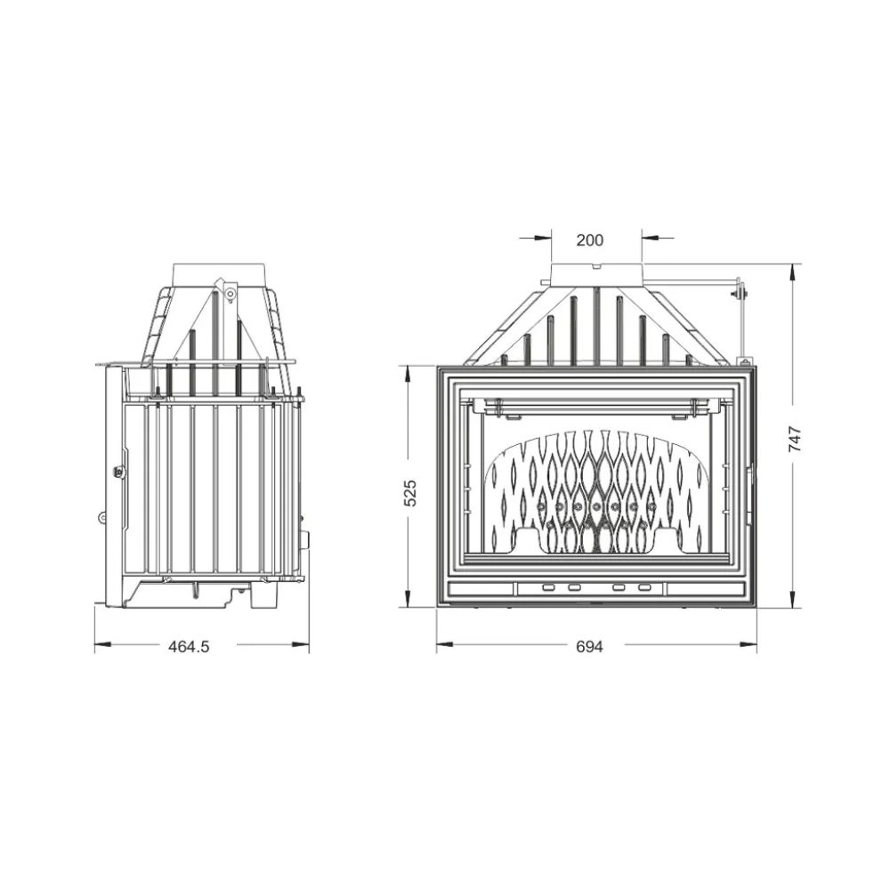 Insatskamin UNIFLAM 700 OPTIMA ECO med spjäll, 12 kW | Gjutjärnskaminer | Braskaminer |
