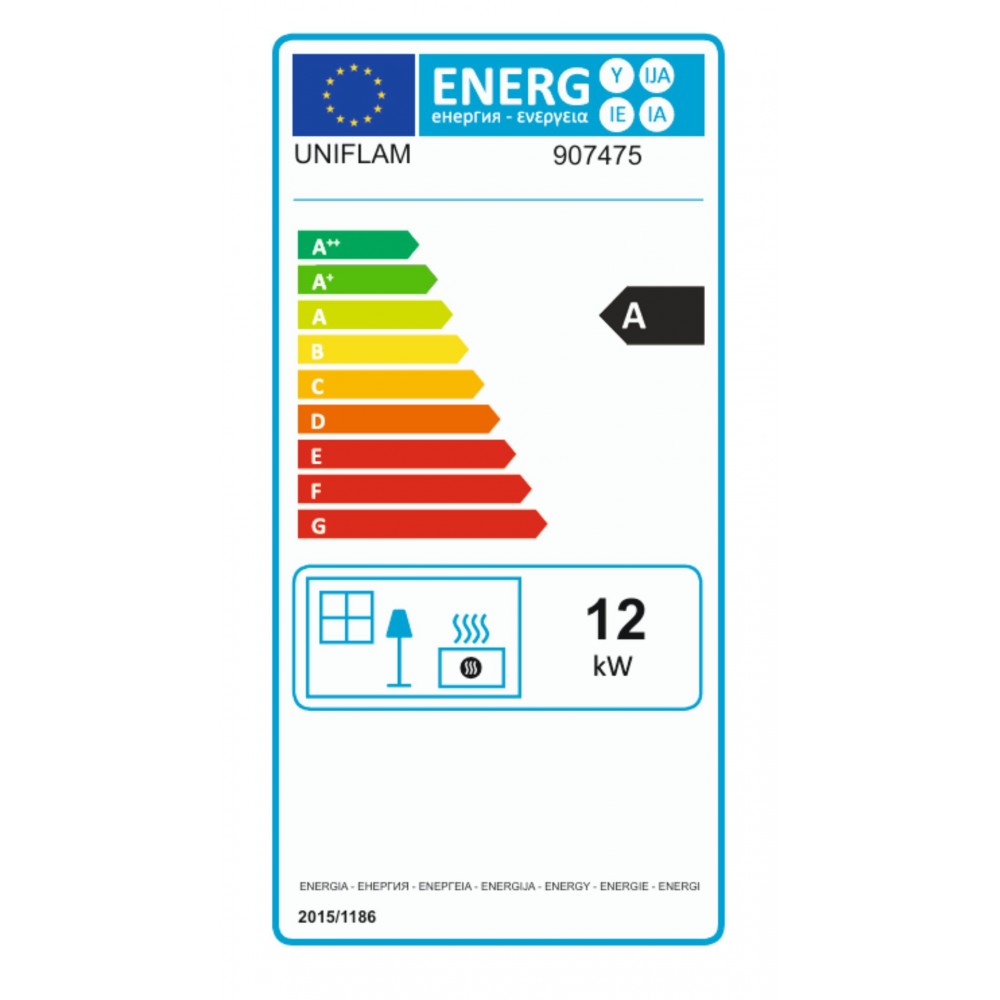 Insatskamin UNIFLAM 700 OPTIMA ECO med spjäll och lufttillförsel, 12 kW | Gjutjärnskaminer | Braskaminer |