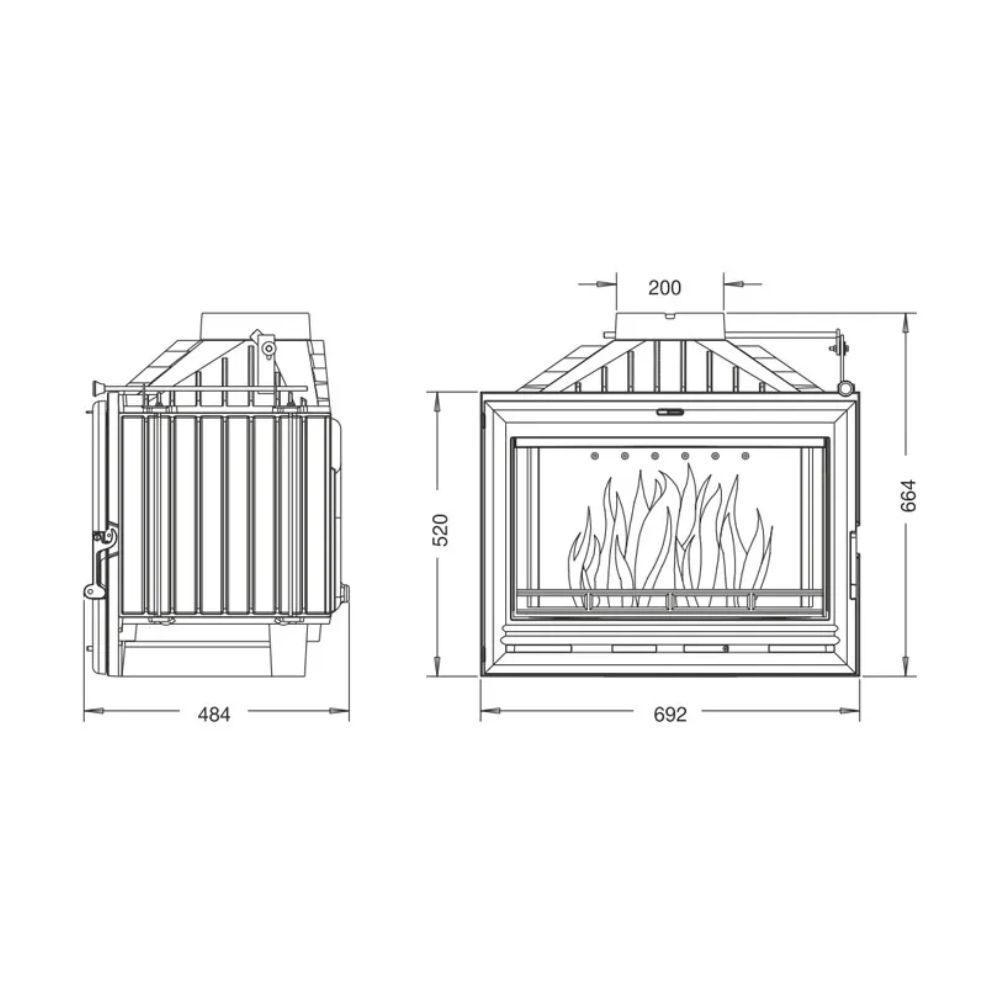 Insatskamin UNIFLAM 700 OPTION ECO med spjäll, 10 kW | Gjutjärnskaminer | Braskaminer |