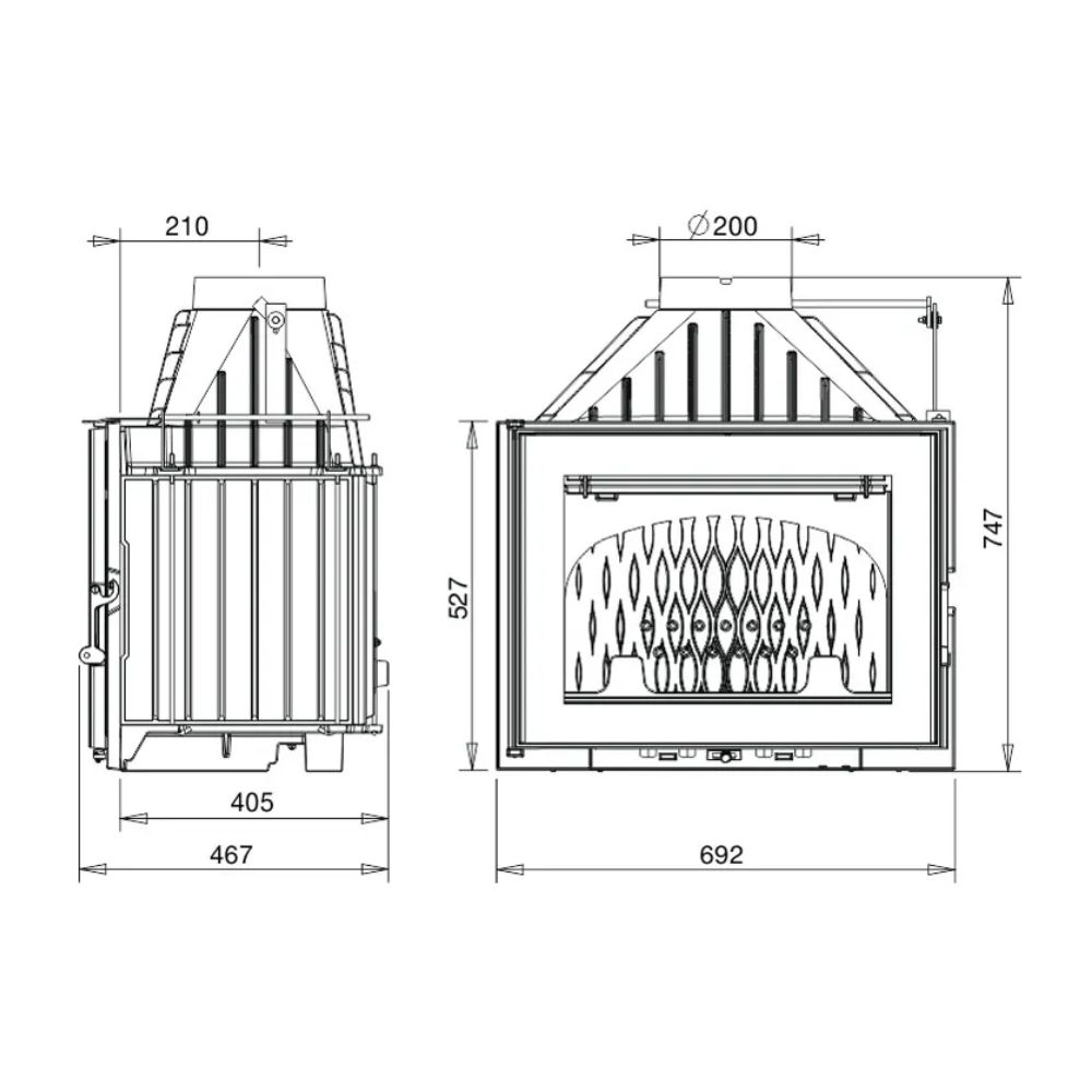 Insatskamin UNIFLAM 700 PLUS ECO med spjäll och lufttillförsel, 12 kW | Gjutjärnskaminer | Braskaminer |