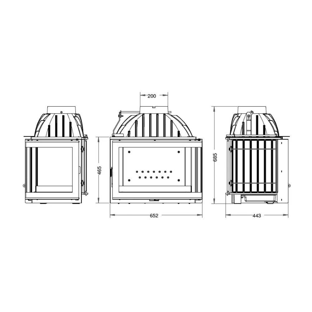 Insatskamin UNIFLAM 700 PLUS ECO med spjäll, höger sida, 9 kW | Gjutjärnskaminer | Braskaminer |