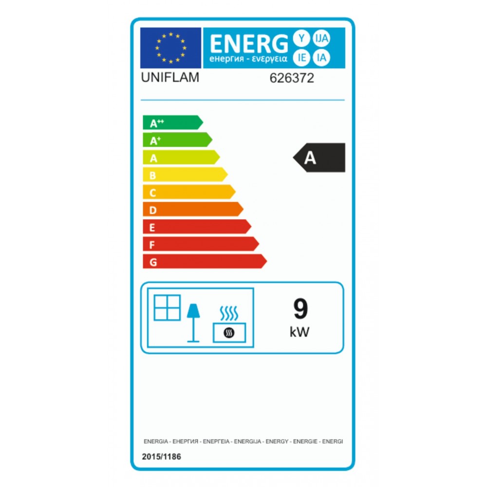 Insatskamin UNIFLAM 700 PLUS ECO med spjäll, höger sida, 9 kW | Gjutjärnskaminer | Braskaminer |
