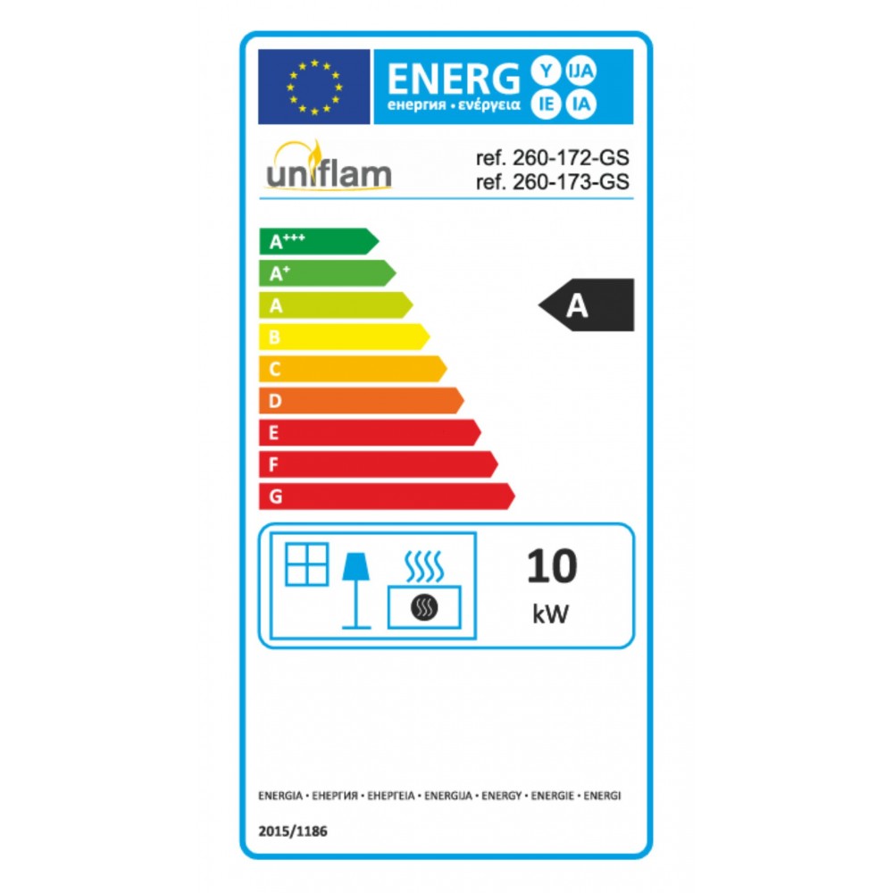Insatskamin UNIFLAM 760 EVO PBS med varmluftskanaler och uteluftsanslutning, böjt glas, vänstersida, 10 kW | Braskaminer |  |