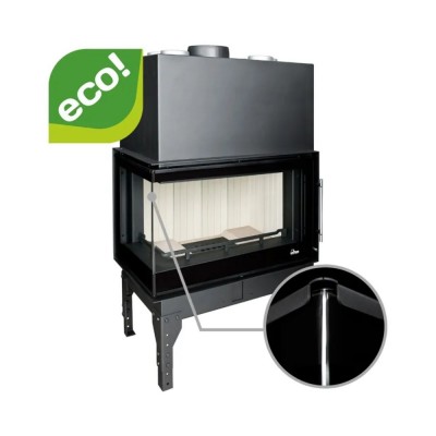 Insatskamin UNIFLAM 860 EVO PBS med varmluftskanaler och uteluftsanslutning, böjt glas, vänstersida, 15 kW - Produktjämförelse