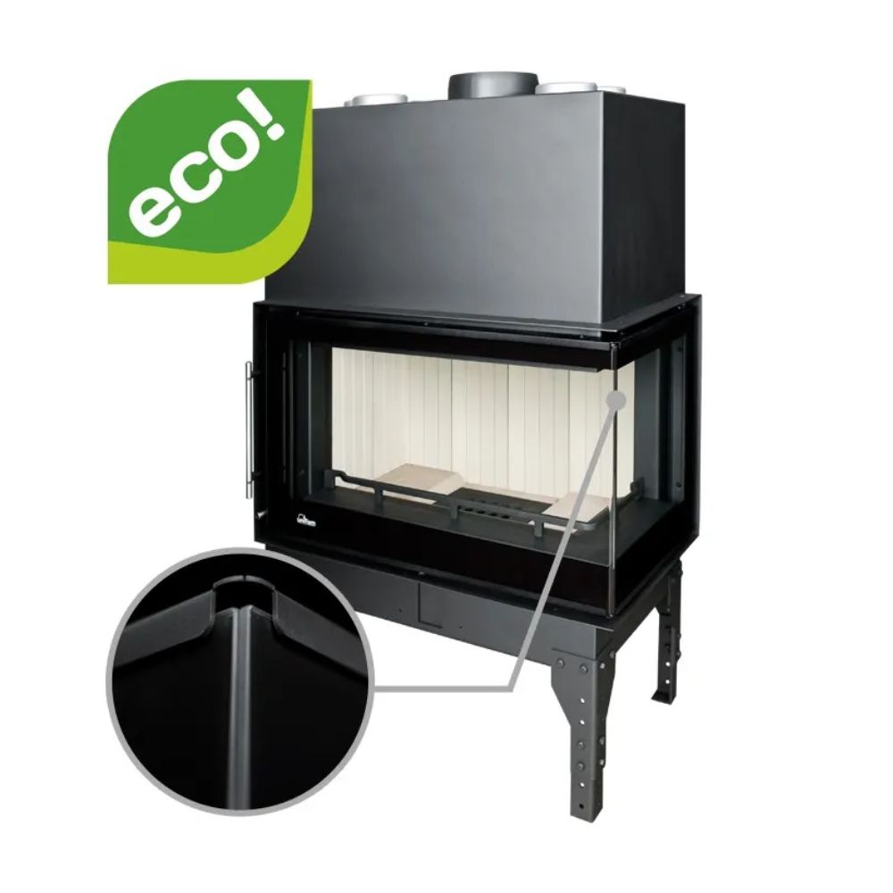 Insatskamin UNIFLAM 860 EVO PBS med varmluftskanaler och uteluftsanslutning, högersida, 15 kW | Braskaminer |  |