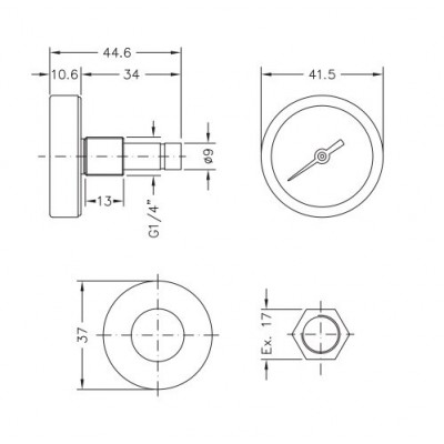 Bimetallic pyrometer Cewal, Rear stem DN40 - Produktjämförelse