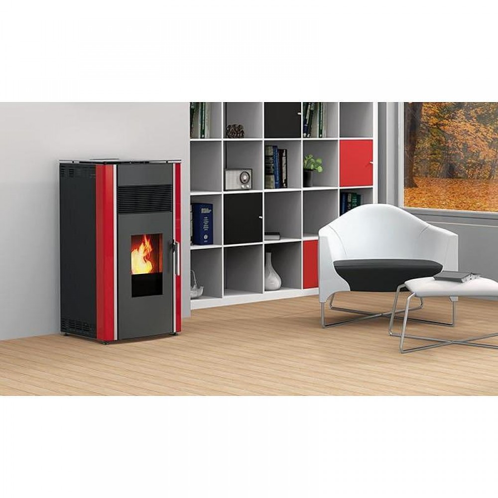 Pelletskamin Alfa Plam Luca Röd, 8kW | Luftpelletskaminer | Pelletskaminer |