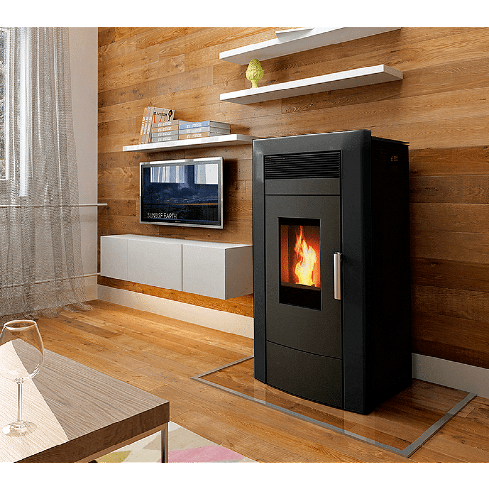 Vattenmantlad pelletskamin Alfa Plam Commo Svart, 22.5kW | Vattenmantlad pelletskaminer | Pelletskaminer |