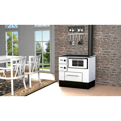 Vedspis med ugn Alfa Plam Regular 46 Vit, 5 kW - Vedspisar / Vedspisar med ugn
