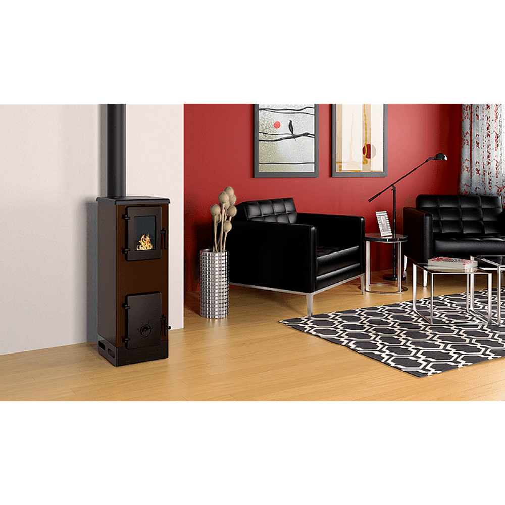 Braskamin Alfa Plam Vulkan S, Brun, 4 kW | Luftbraskaminer | Braskaminer |