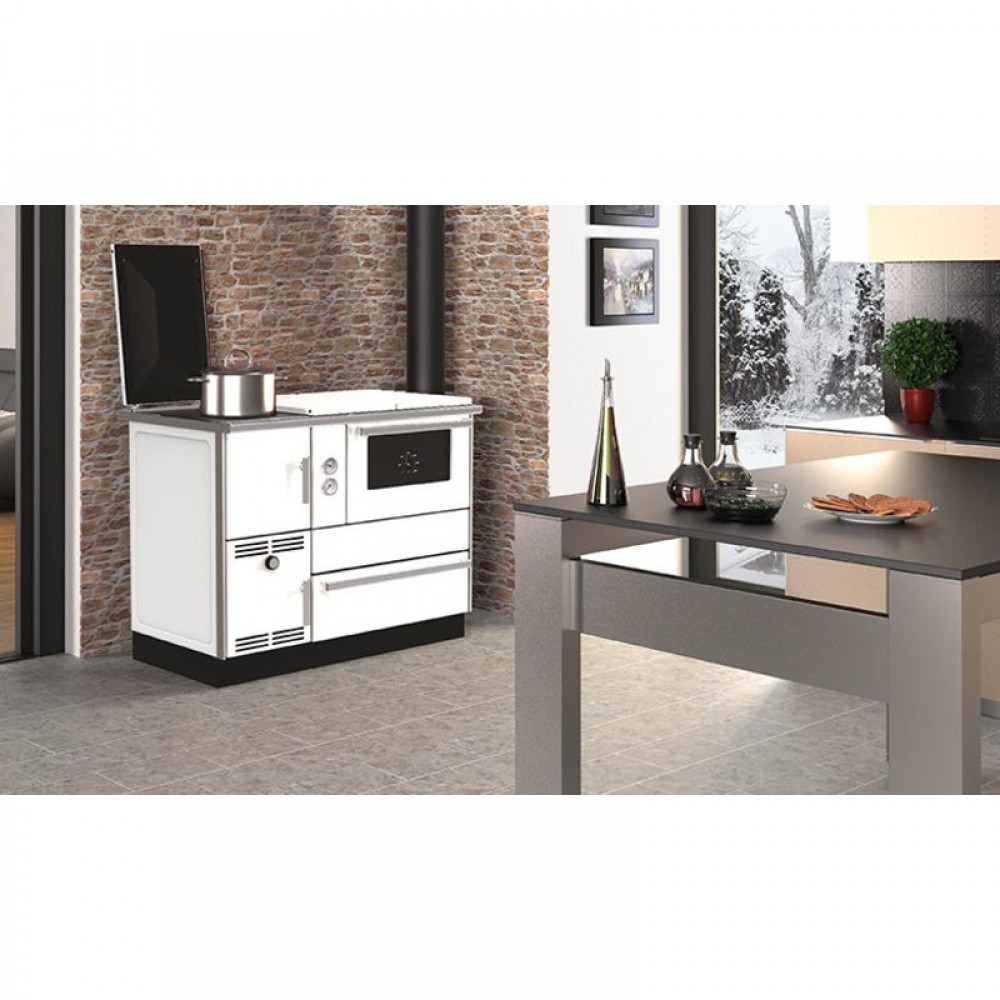 Vattenmantlad vedspis med ugn Alfa Plam Alfa Term 35 Vit-Höger, 32 kW | Vedspisar / Vedspisar med ugn |  |