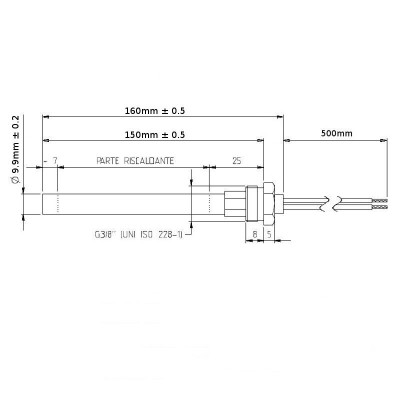 Tändelement pelletskamin för Deville, Lincar, LMS, Ungaro, Vibrok med flera, total längd 160mm, 280W - Produktjämförelse