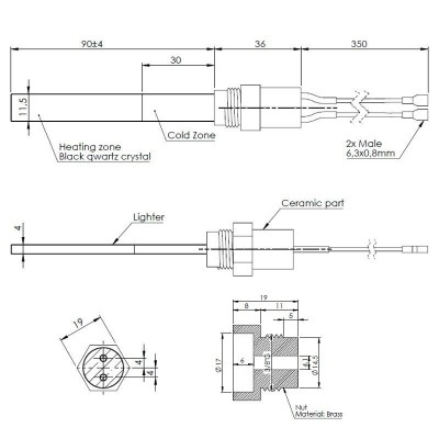 Tändelement pelletskamin Eco Spar, BURNiT, Adler, AMG, Ecoteck, total längd 126mm, 120W till 24V - Produktjämförelse