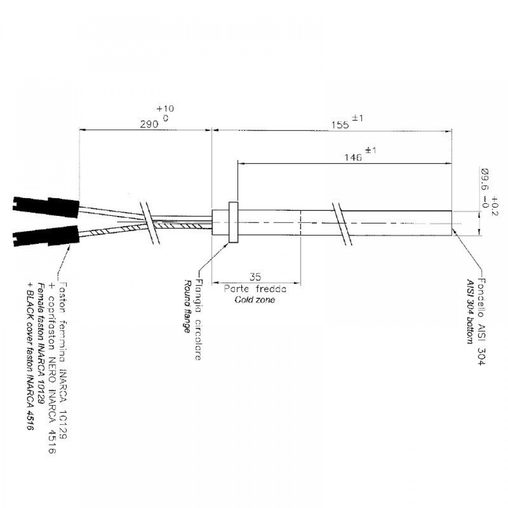 Tändelement pelletskamin för Ecoforest med flera, total längd 155mm, 250W | Tändelement pelletskamin | Pelletskamin reservdelar |