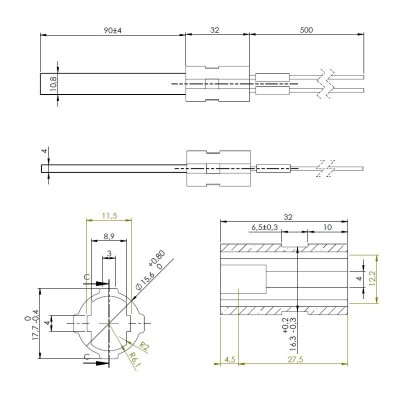 Tändelement pelletskamin Eco Spar, BURNiT, MCZ, Edilkamin, Lopi, total längd 122mm, 120W till 24V - Produktjämförelse