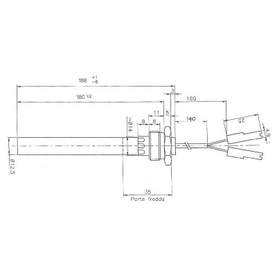 Tändelement pelletskamin för Palazzetti och andra, total längd 188mm, 350W - Tändelement pelletskamin