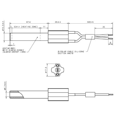 Keramiskt tändelement pelletskamin Eco Spar, BURNiT, Ashley, Adler, AMG, Piazzetta, total längd 102mm, 250W - Produktjämförelse
