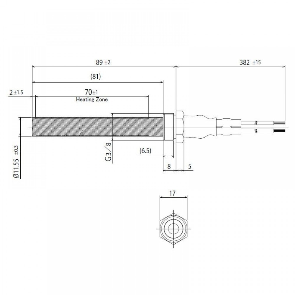 Keramiskt tändelement pelletskamin för La Nordica, Ecoteck, Karmek One, Ravelli med flera, total längd 94mm, 300W | Tändelement pelletskamin | Pelletskamin reservdelar |