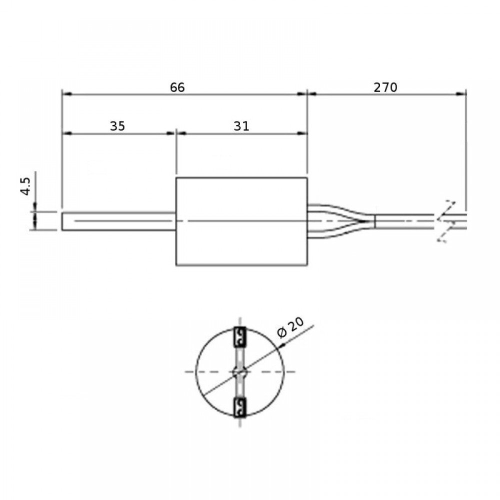 Tändelement pelletskamin ComfortBilt, Edilkamin, total längd 66mm, 90 - 100W till 24 Volt AC | Tändelement pelletskamin | Pelletskamin reservdelar |