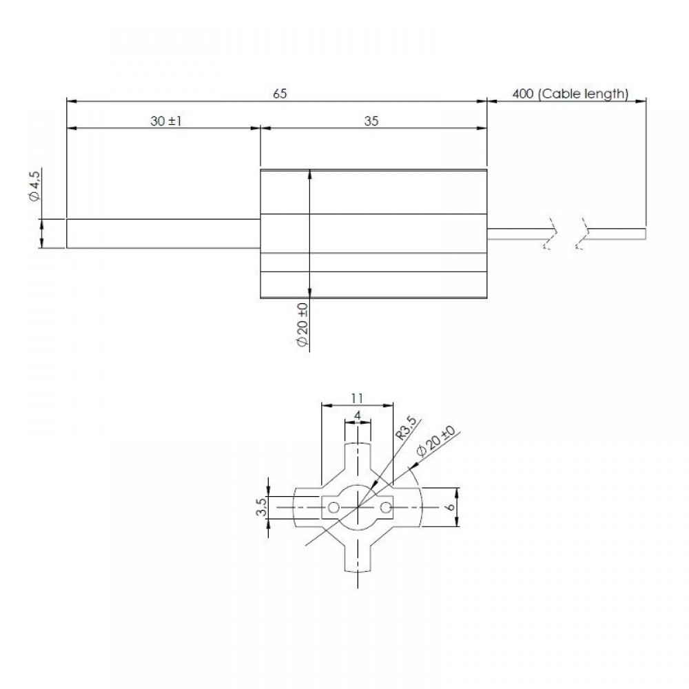 Tändelement pelletskamin Eco Spar, BURNiT, total längd 65mm, 95W till 24V | Tändelement pelletskamin | Pelletskamin reservdelar |