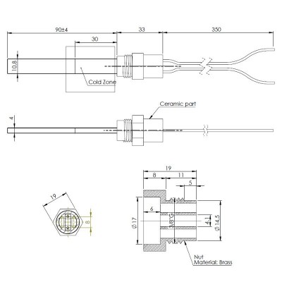 Tändelement pelletskamin Eco Spar, BURNiT, ComfortBilt, total längd 123mm, 120W till 24V - Produktjämförelse