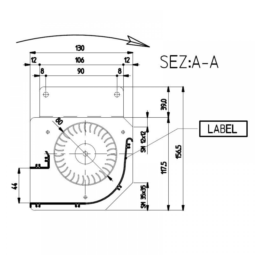 Tangentialfläkt för pelletskaminer Edilkamin och andra med Ø80 mm, Flöde 485 m³/h | Fans and Blowers | Pelletskamin delar |