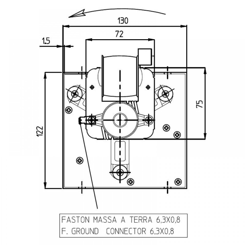 Tangentialfläkt med Fergas för pelletskaminer Ø80 mm, Flöde 251-302 m³/h | Fans and Blowers | Pelletskamin delar |