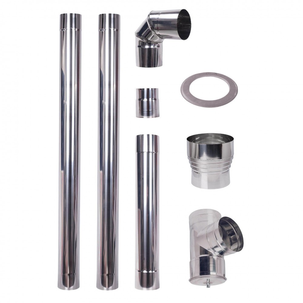 Premodul skorsten för pelletskamin, rostfritt stål AISI 304, 80-130mm - 80-150mm | Premodul skorsten | Skorstenar |