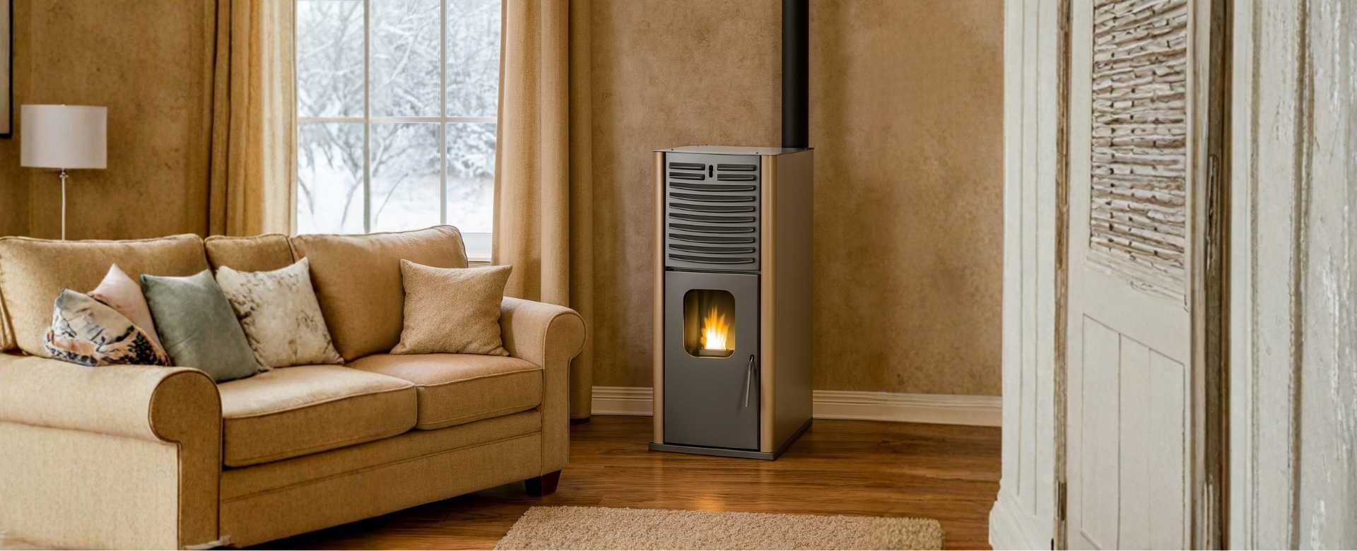 Pelletskamin med vattenmantel